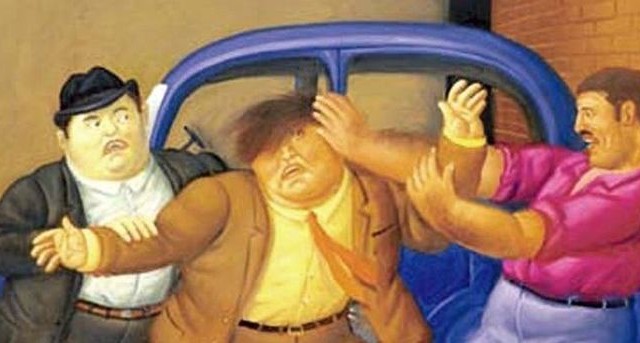 Botero rendering of a kidnapping in Colombia