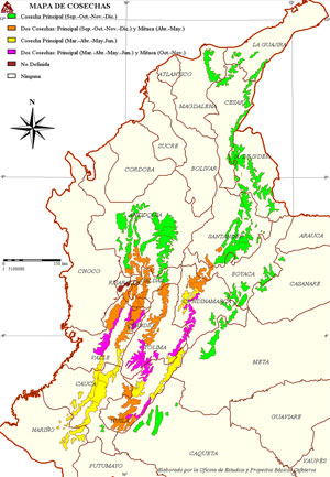 Harvest seasons in Colombia
