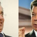Alvaro Uribe (L) and Juan Manuel Santos
