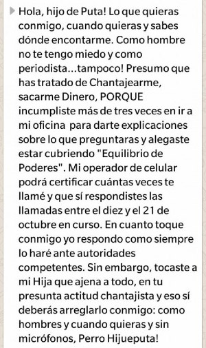 España's text message to the La FM reporter